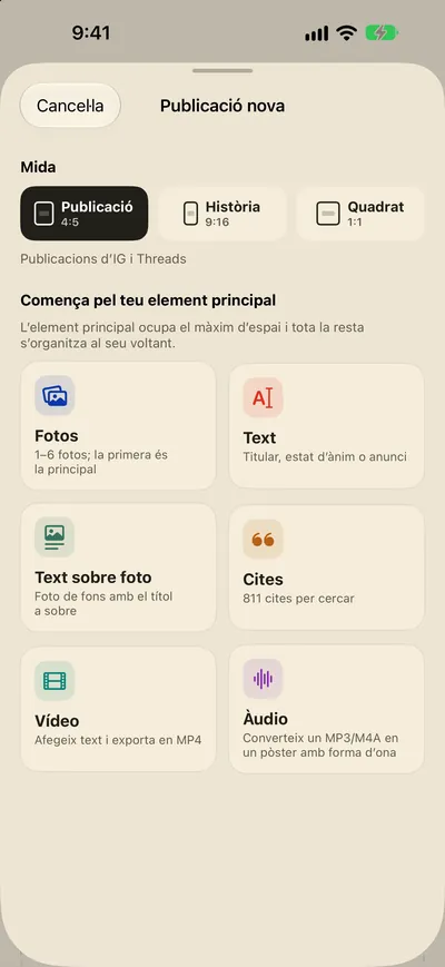 Afegeix els teus elements. El disseny es fa sol.