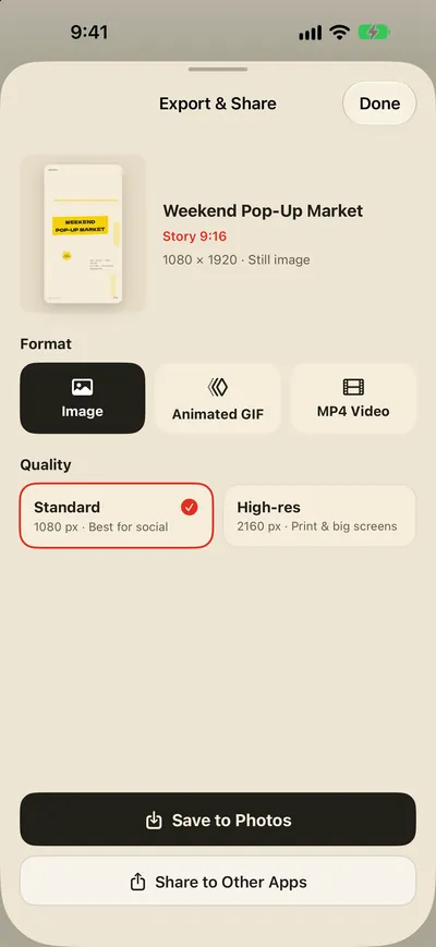 Save to Photos. Share right away.