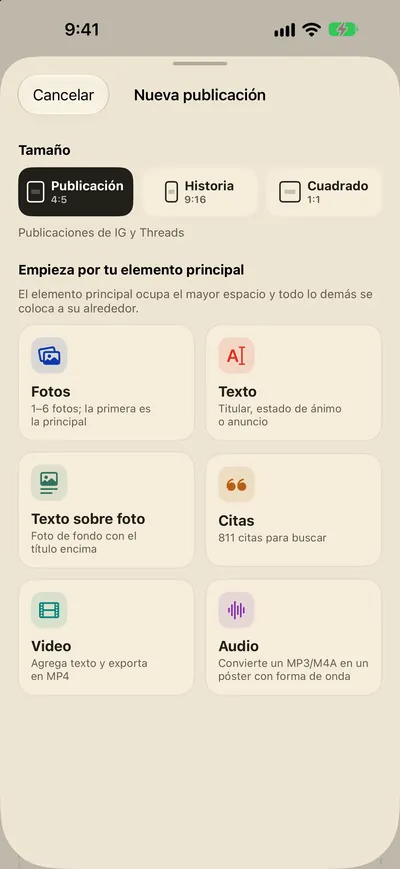Agrega tus elementos. El diseño se hace solo.