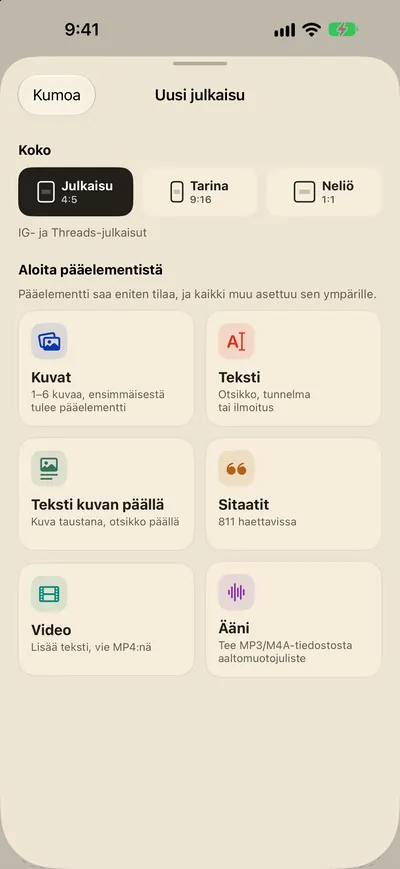 Pudota se tänne. Asettelu on valmis.