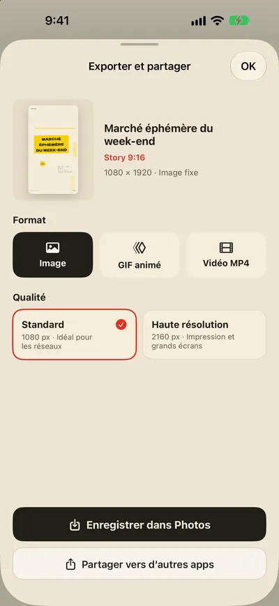 Enregistrez dans Photos. Partagez aussitôt.