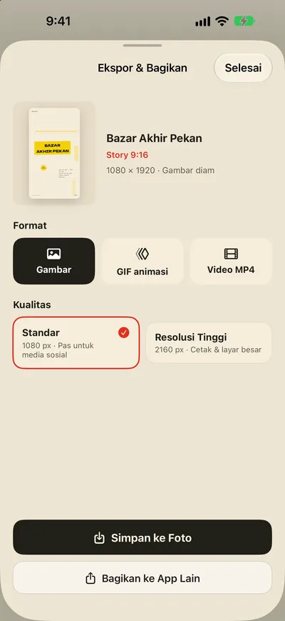 Simpan ke Foto. Langsung bagikan.