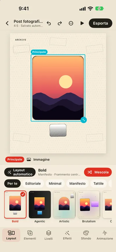 Un tocco per mescolare. Un milione di layout.