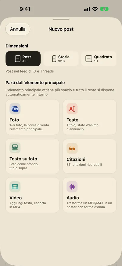 Aggiungi i tuoi elementi. Il layout è fatto.