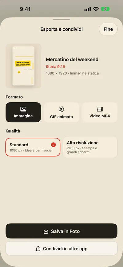 Salva in Foto. Condividi subito.