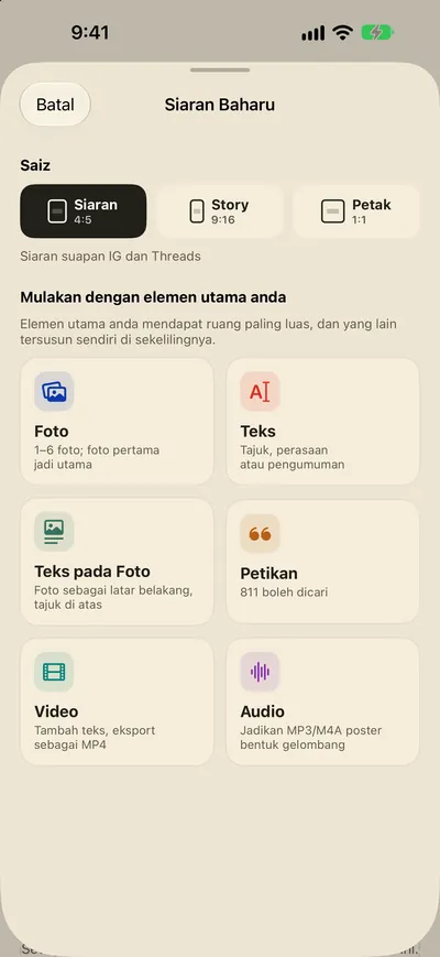 Masukkan sahaja. Tataletak siap.