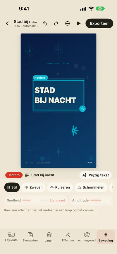 Bewegingseffecten en GIF/MP4-export