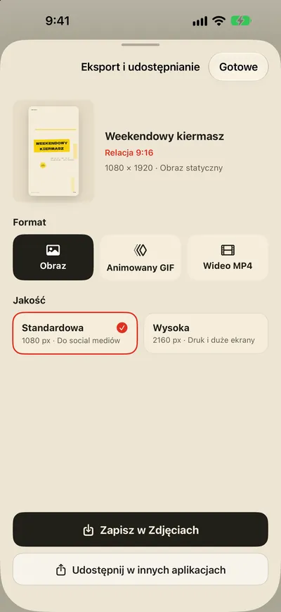 Zapisz w Zdjęciach. Udostępnij od razu.