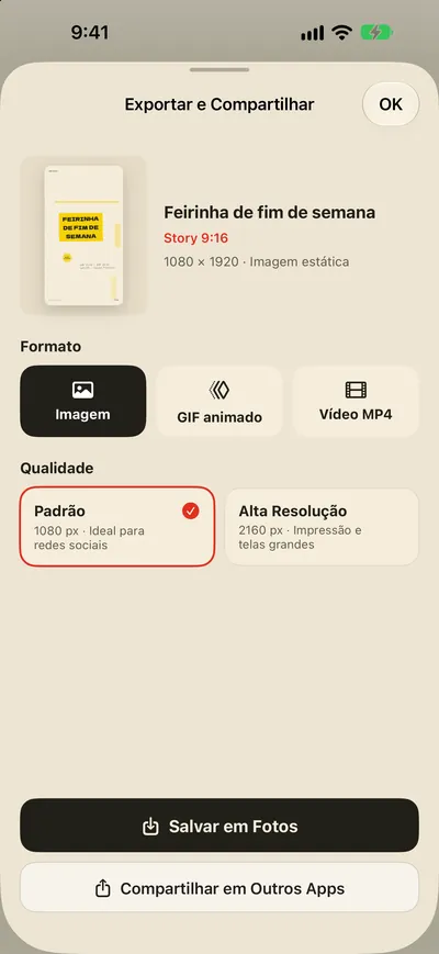 Salve em Fotos. Compartilhe na hora.