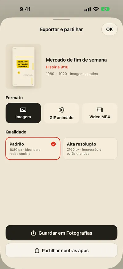 Guarde em Fotografias. Partilhe de imediato.