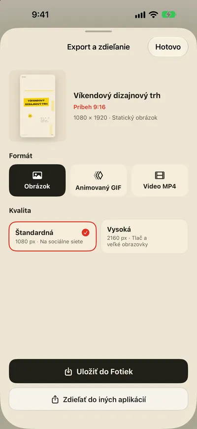 Uložte do Fotiek. Hneď zdieľajte.