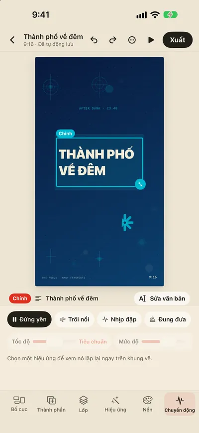Hiệu ứng chuyển động và xuất GIF/MP4
